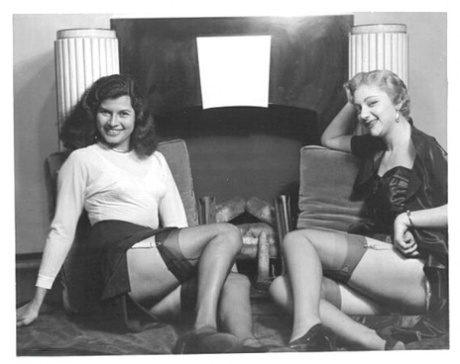 Collection of lesbians from another era model semi-naked and nude too