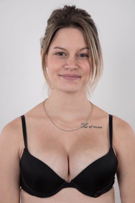 Pregnant girl Martina stands naked as can be after removing all her clothes