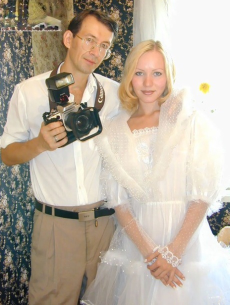 Blonde teen has her pussy licked and fucked wearing her mother's wedding dress