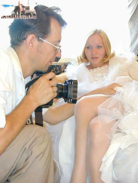 Blonde teen has her pussy licked and fucked wearing her mother's wedding dress