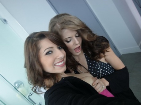 Nice teens Presley Hart & Sensi Pearl have lesbian sex before a threesome