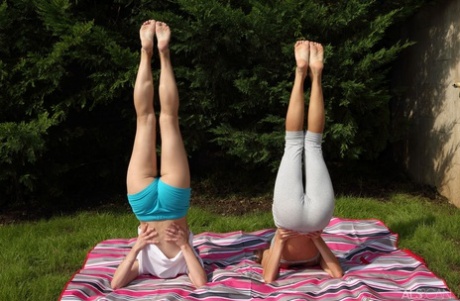 Young lesbians Gina Gerson & Evelina Darling have sex after a yoga session