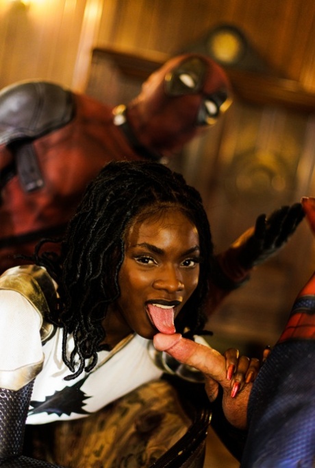 Black chick Ana Foxxx get spit roasted by a couple of superheroes