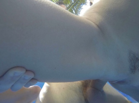 Martina Gold and boyfriend frolic underwater before anal sex by pool