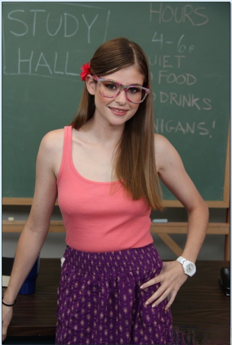 Naughty teacher Vanessa Sixxx unveils her very hairy pussy in class