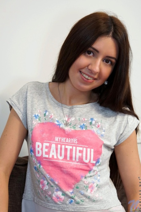 Cute Russian teen Katty Diamond shows off her tanned body & fingers herself