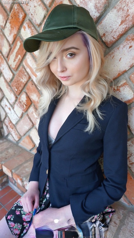 Skinny teen cutie Lexi Lore shows pierced natural tits naked under a tree
