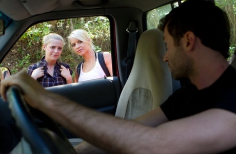 Lost blonde babes in the woods get lured into a BDSM threesome by a stranger