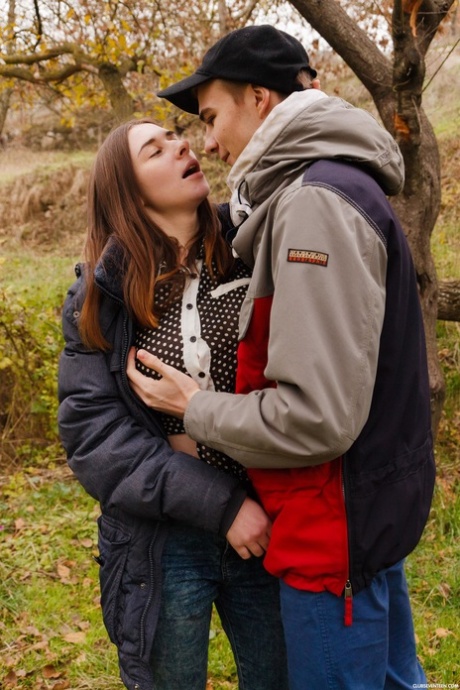 Brunette teen Clary exposes her magnificent big tits and gets fucked by her BF