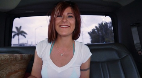 Amateur babe Alessa Snow gets ass fucked in the van by a black stranger