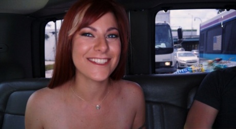 Amateur babe Alessa Snow gets ass fucked in the van by a black stranger