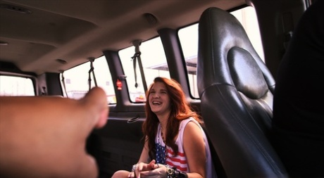 Ginger cutie Miranda Mills gets picked up and screwed by a stranger in a van