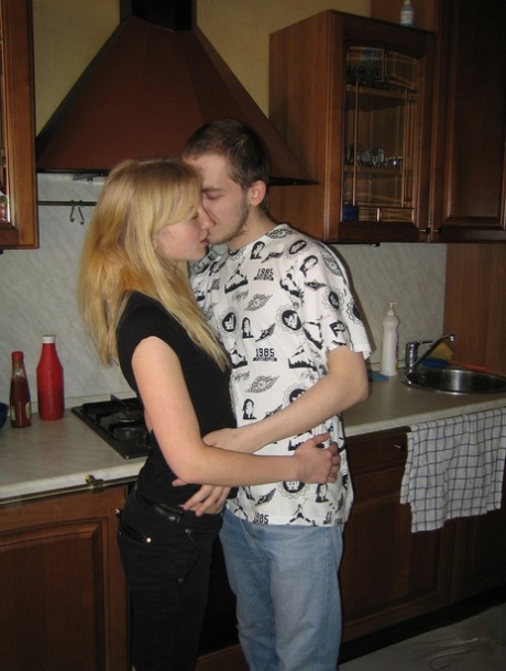 Amateur girlfriend Abba gets screwed in various sex positions in the kitchen