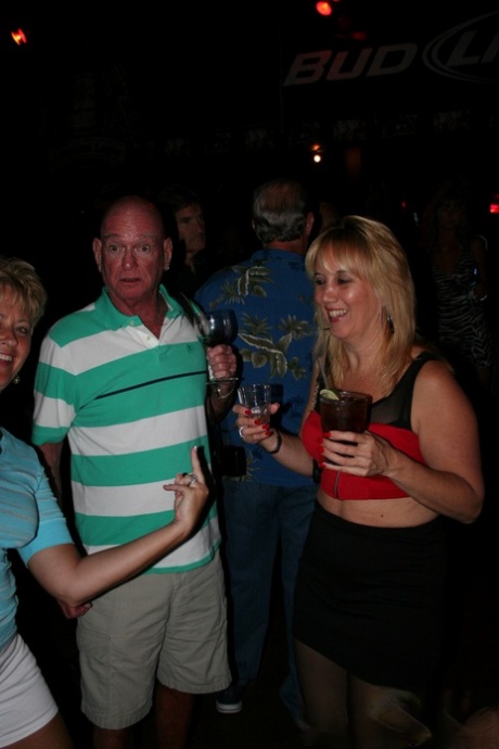 Mature amateur Alexis Ellis & kinky MILFs show their big tits at a wild party