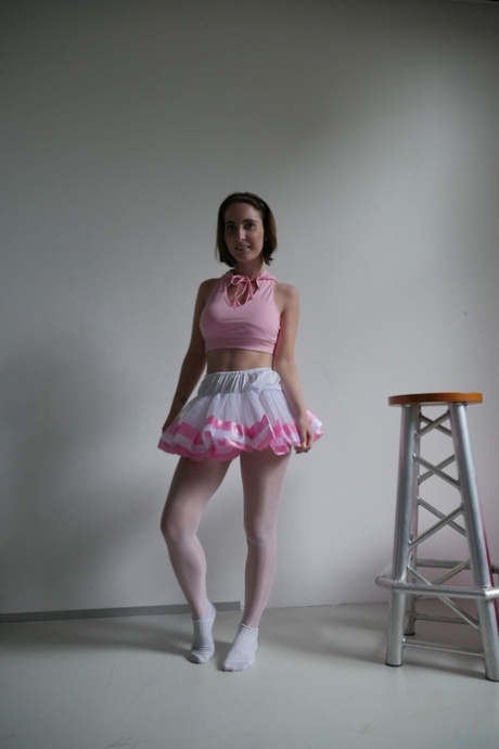 Brunette ballerina Lia Louise teases in her tutu & fucks her dance instructor