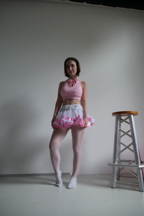 Brunette ballerina Lia Louise teases in her tutu & fucks her dance instructor