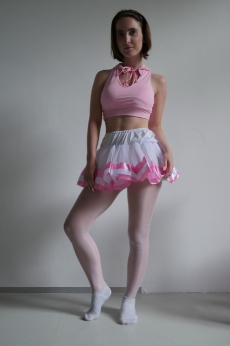 Brunette ballerina Lia Louise teases in her tutu & fucks her dance instructor
