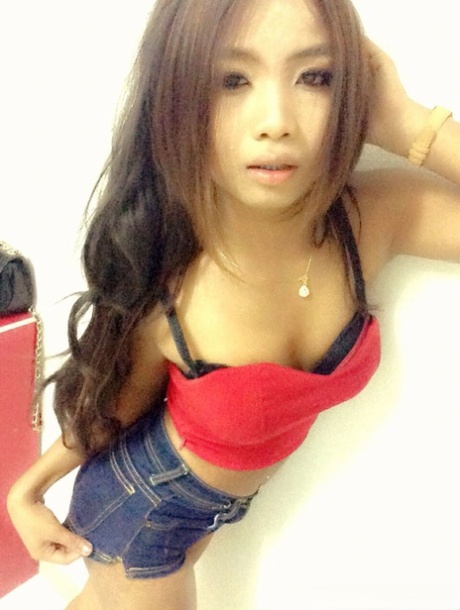 Sexy Asian shemale Lee Ya flaunts her firm big tits and poses in a solo