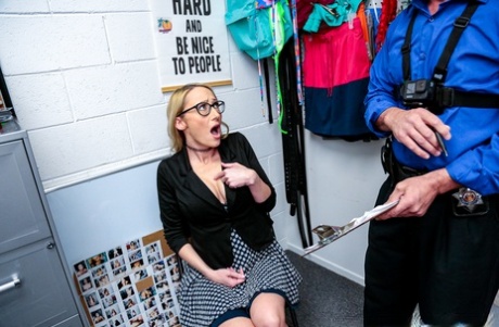 Nerdy shoplifter Crystal Clar gets punished & brutally fucked for steeling