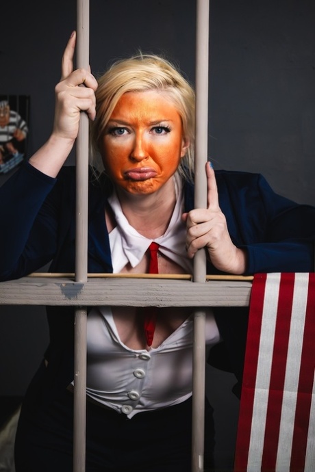 Busty Leya Falcon disguised as Donald Trump gets arrested and fucked