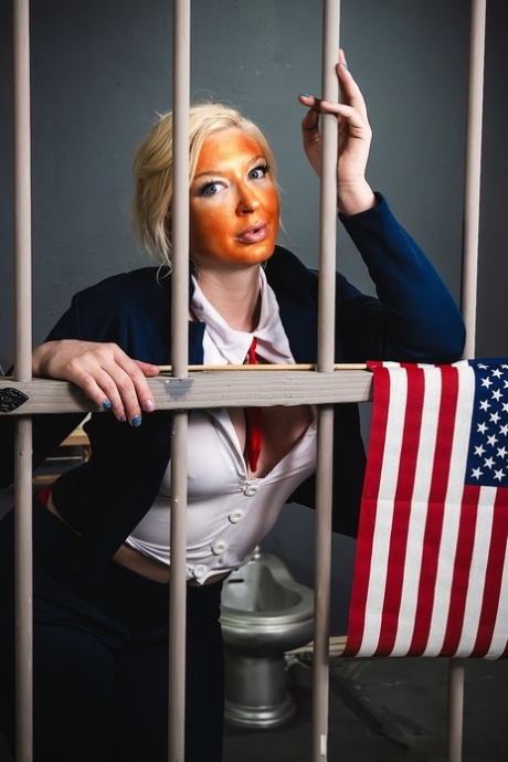 Busty Leya Falcon disguised as Donald Trump gets arrested and fucked