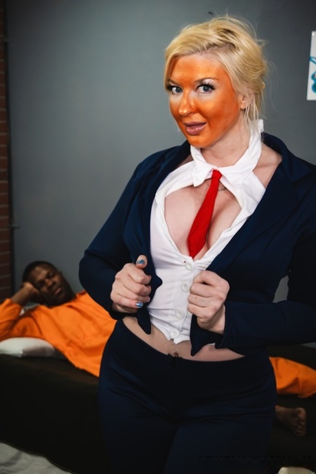 Busty Leya Falcon disguised as Donald Trump gets arrested and fucked