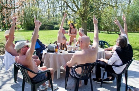 Teen Anita Berlusconi gets her holes demolished by perverted old men