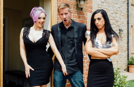 Skinny MILFs Jasmine James and Skyler Mckay ride two dongs in hot foursome