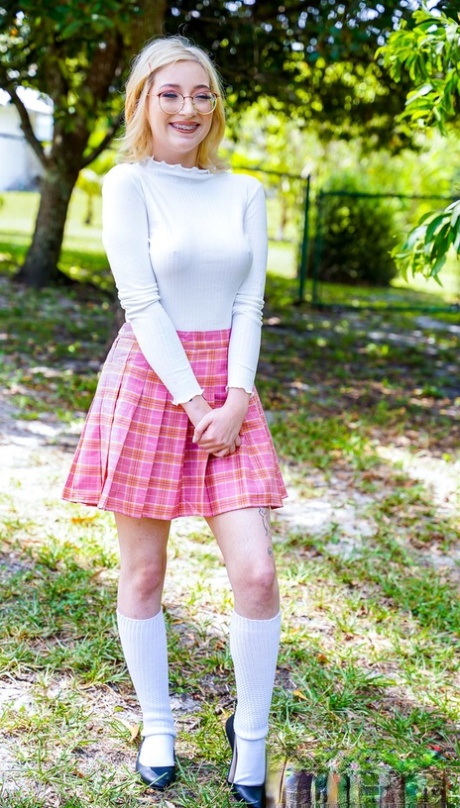 Nerdy blonde babysitter Prim Taylor getting dominated and dicked hard
