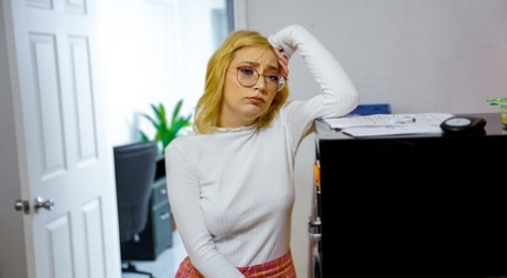 Nerdy blonde babysitter Prim Taylor getting dominated and dicked hard